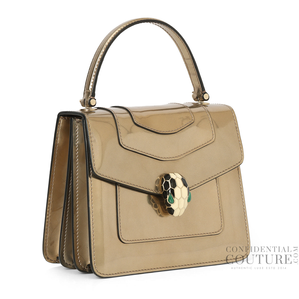 Serpenti Forever Small Top Handle Bag In Champagne