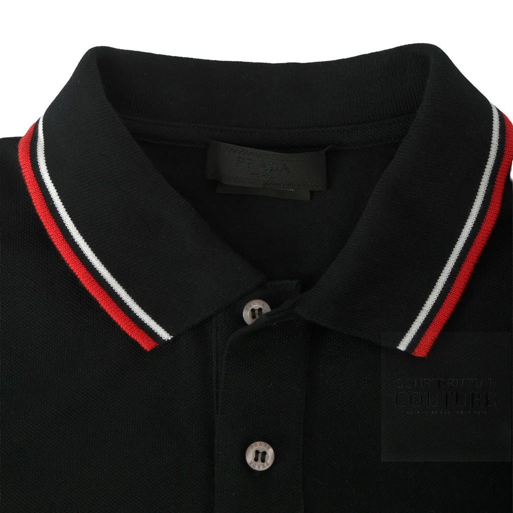 Prada Black Polo Neck Tshirt For Men- M – Confidential Couture