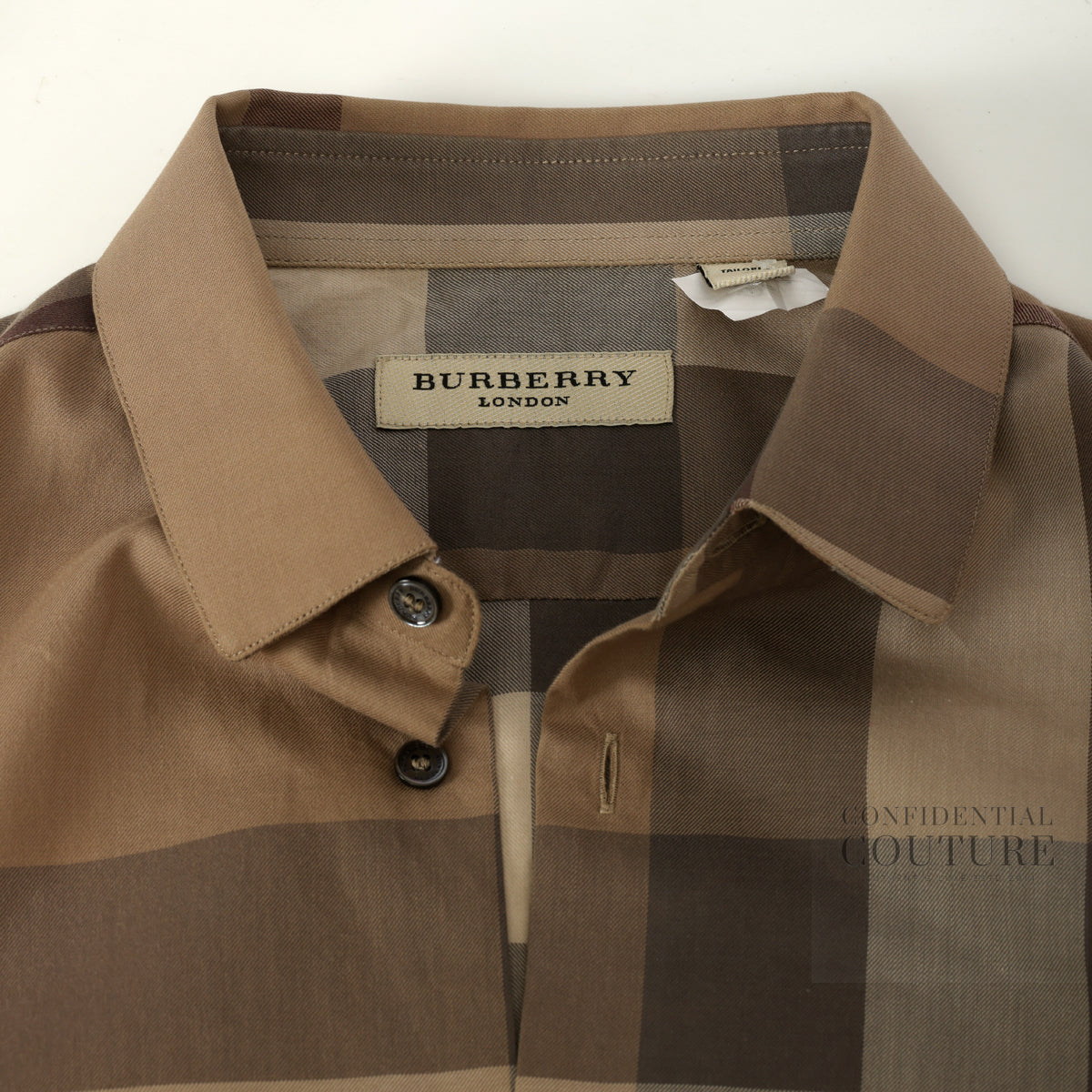 London Camel/Brown Checked Cotton Long Sleeve Button Down Shirt | S