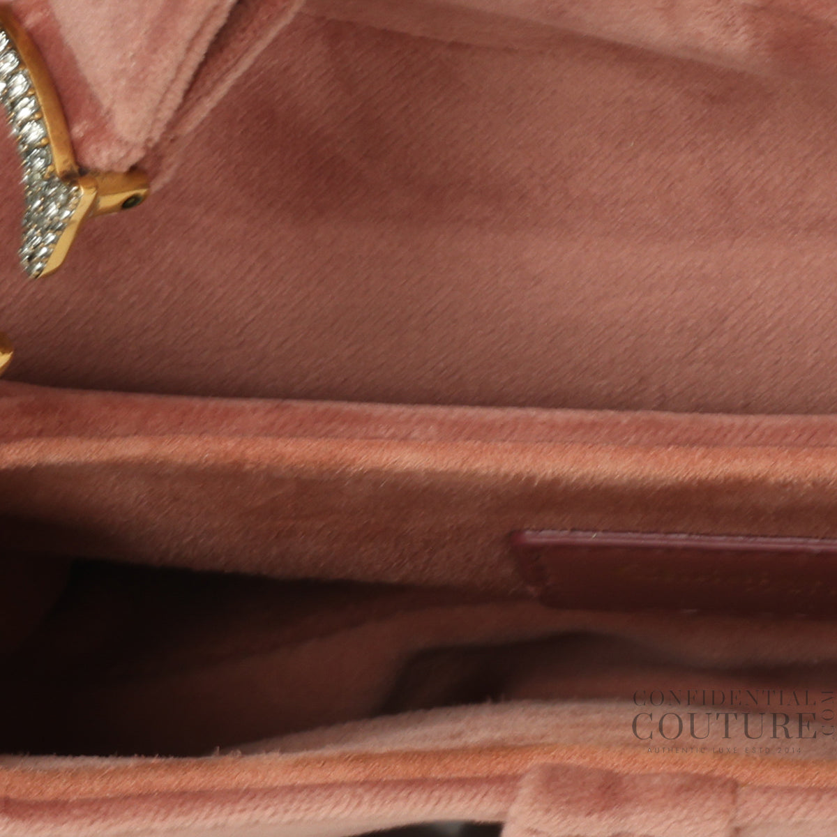 Nude Rose Velvet & Crystal Mini Saddle Bag