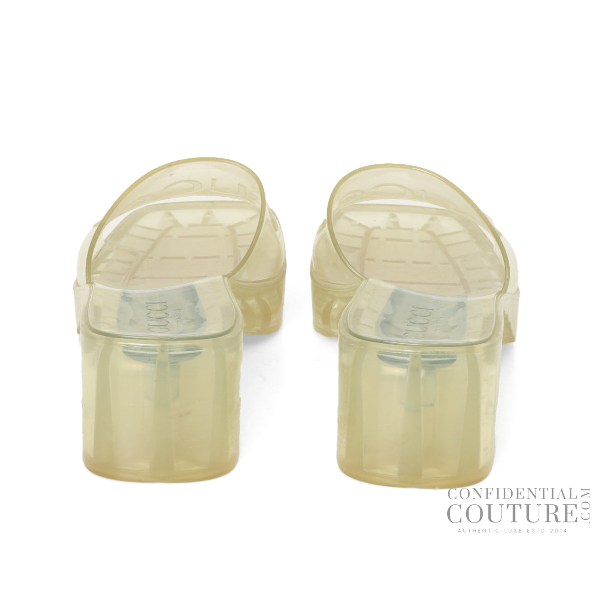 Transparent Rubber Slide Block Heel Sandal EU 39