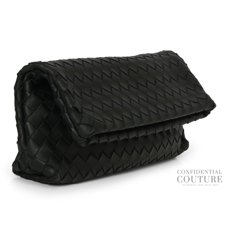 Black Intrecciato Magnetic Clutch with Pouch