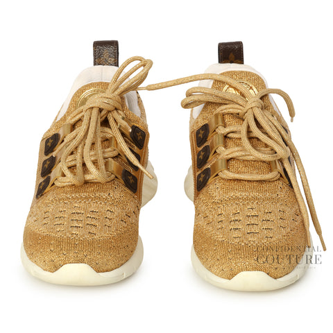 Aftergame Gold Lurex Fabric and Leather Sneakers | 37