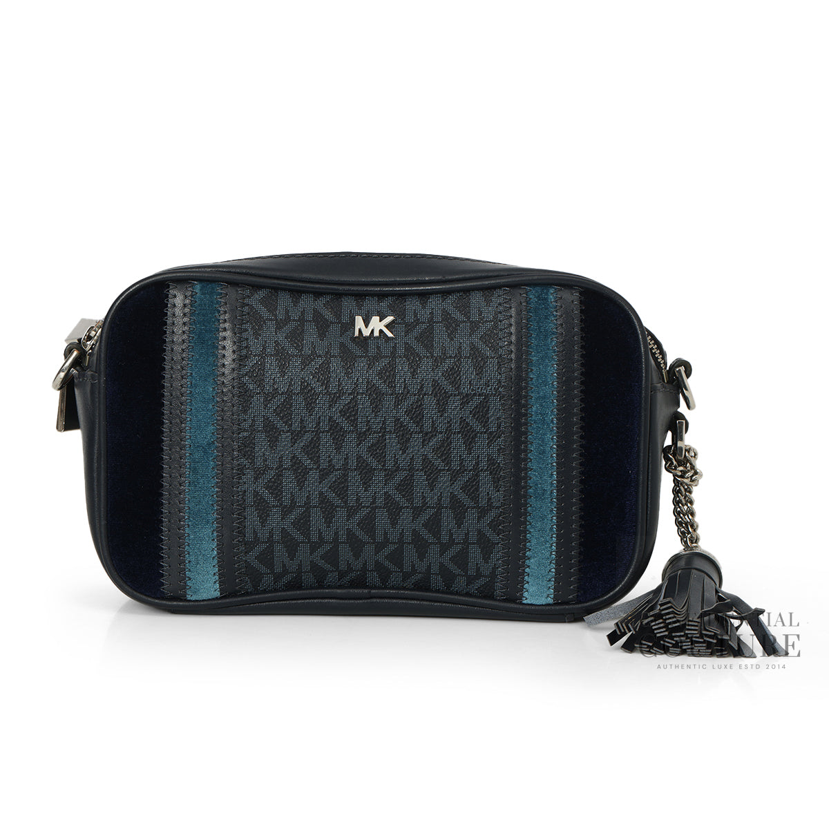 Hudson Logo Stripes Leather Crossbody Bag