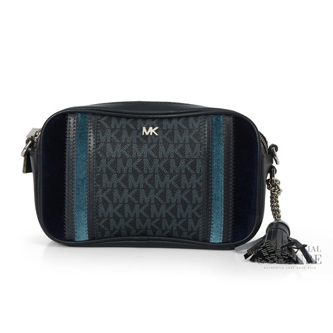 Hudson Logo Stripes Leather Crossbody Bag