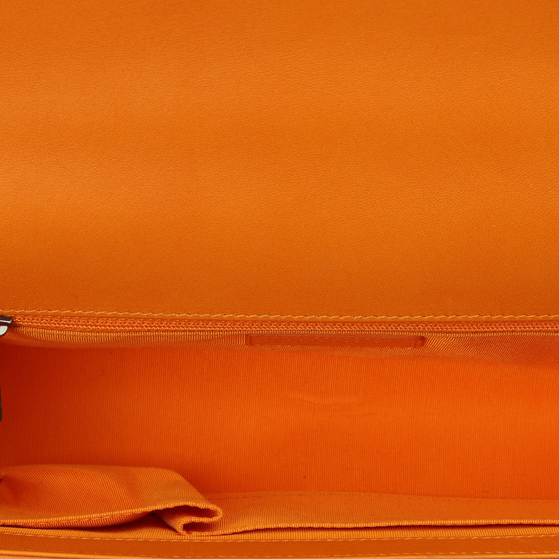 Pre loved chanel boy orange quilted shoulder bag price