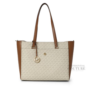 Maisie Large Logo 3-in-1 White Monogram Tote Bag