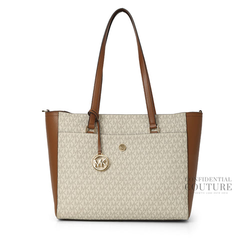 Maisie Large Logo 3-in-1 White Monogram Tote Bag