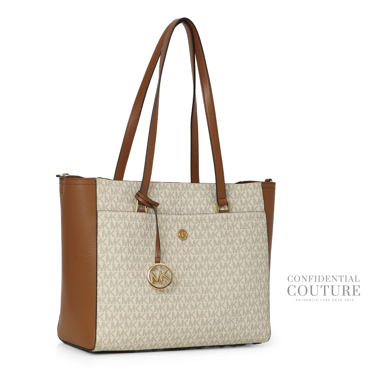 Maisie Large Logo 3-in-1 White Monogram Tote Bag