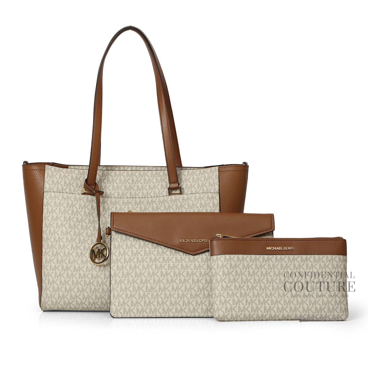 Maisie Large Logo 3-in-1 White Monogram Tote Bag