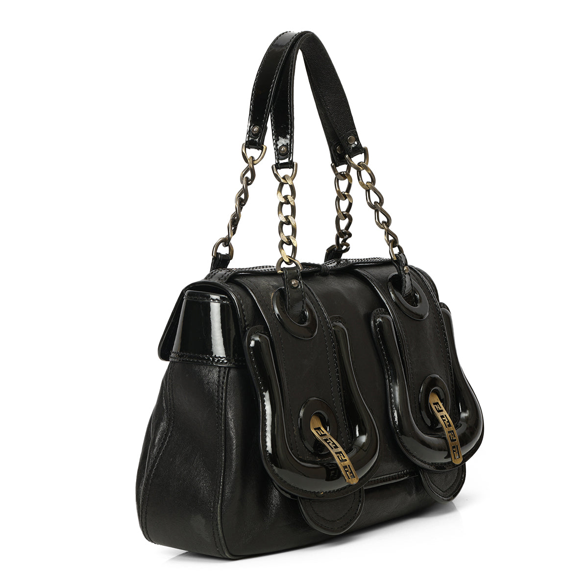 Black Leather B Bag One Size