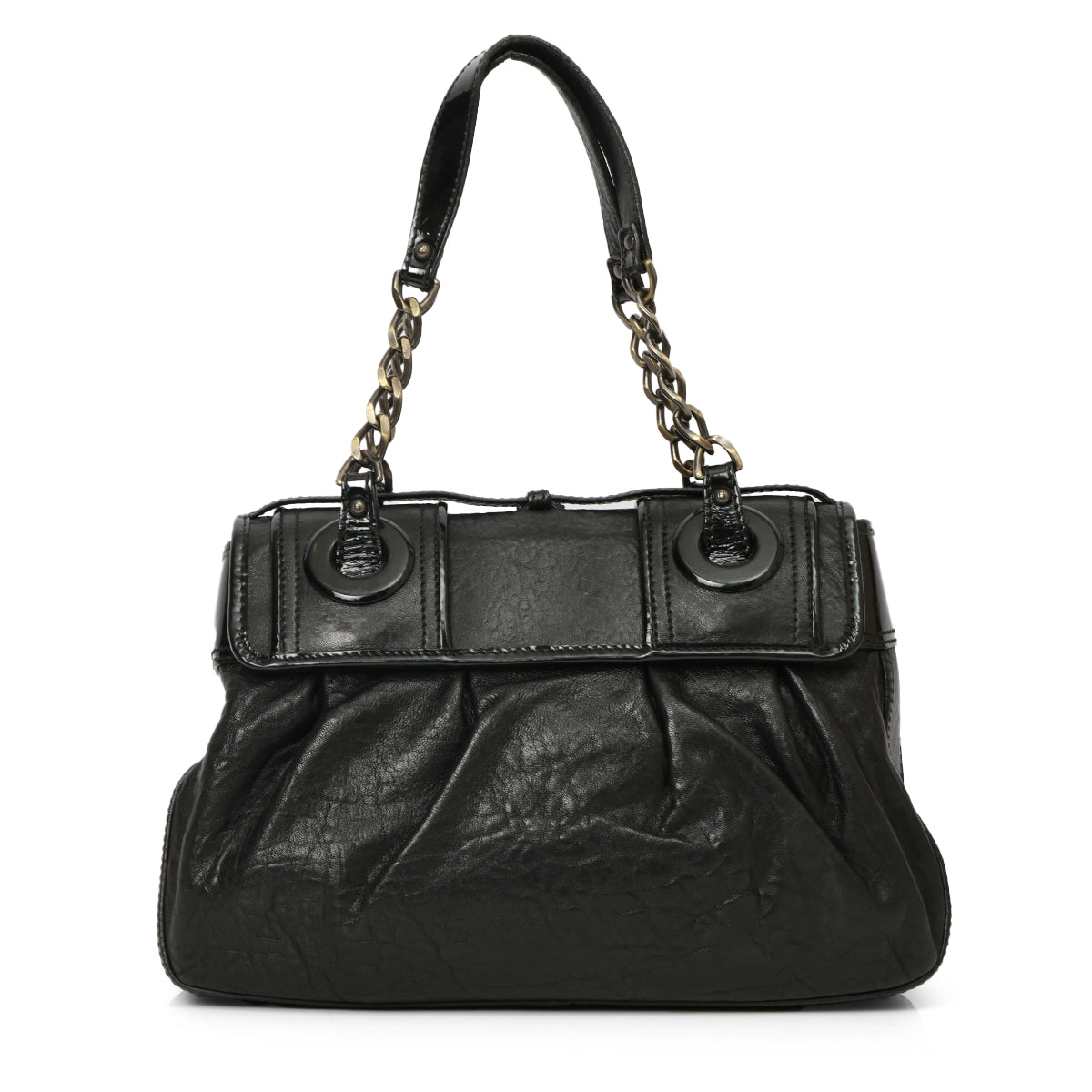 Black Leather B Bag One Size