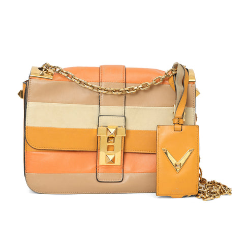 Multicolor Striped B-Rockstud Flap Bag One Size