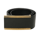 Black Leather Wide Buckle Belt Size: 30