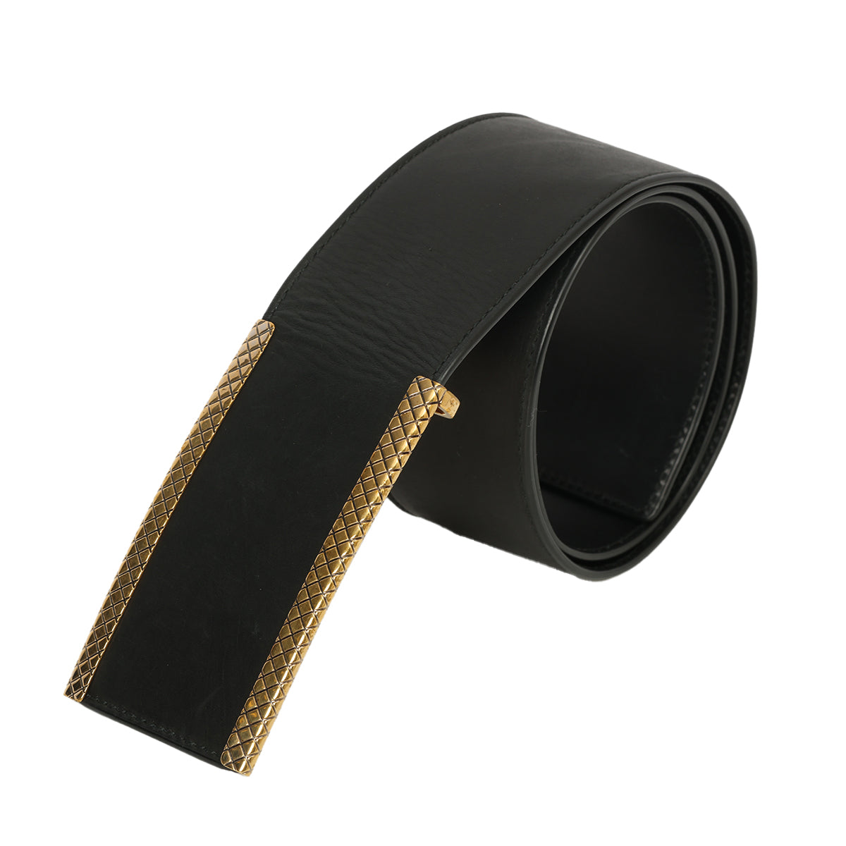 Black Leather Wide Buckle Belt Size: 30