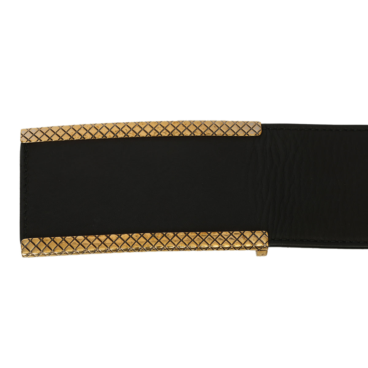Black Leather Wide Buckle Belt Size: 30