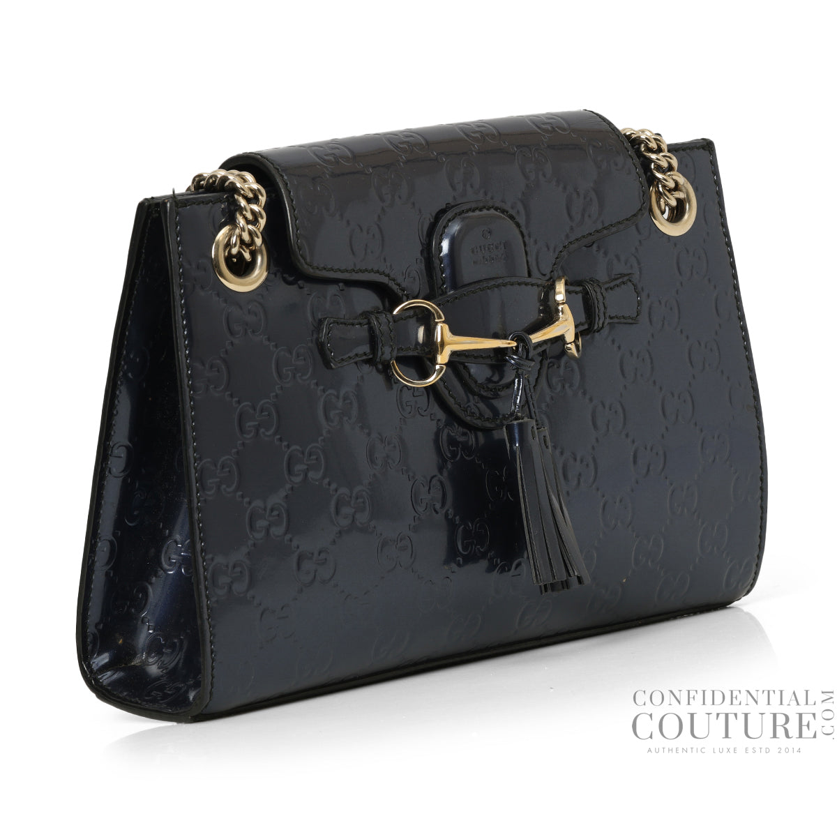 Emily Small Metallic Blue Chain Shoulder Bag