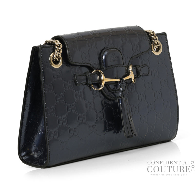 Emily Small Metallic Blue Chain Shoulder Bag