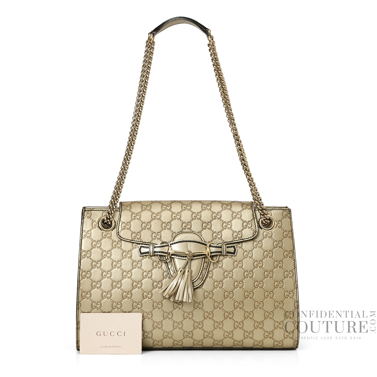 Gold Guccissima Leather Large Emily Chain Shoulder Bag