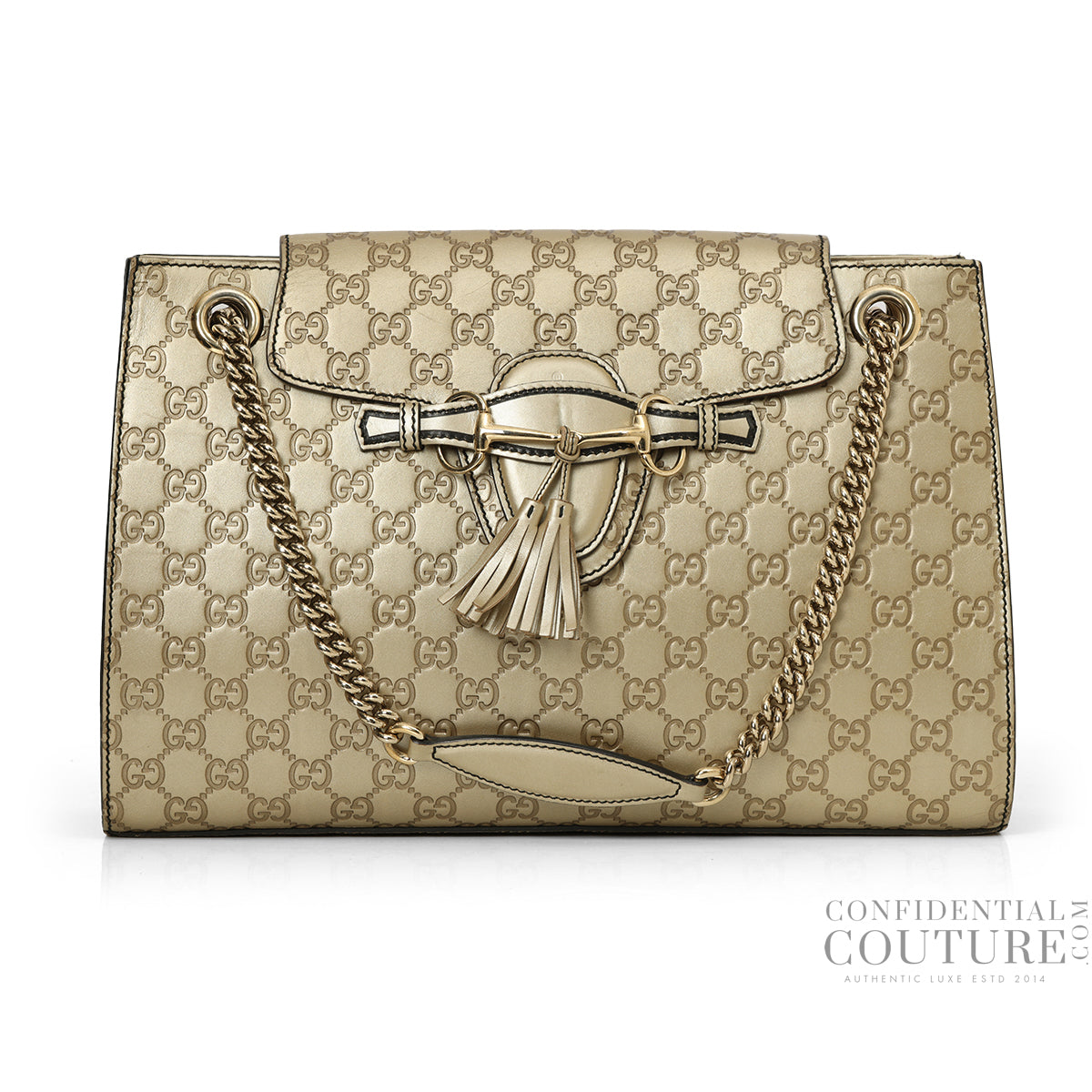 Gold Guccissima Leather Large Emily Chain Shoulder Bag