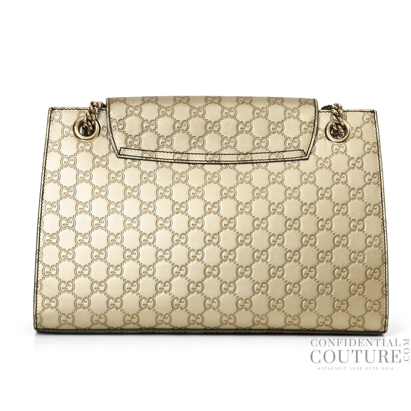 Gold Guccissima Leather Large Emily Chain Shoulder Bag