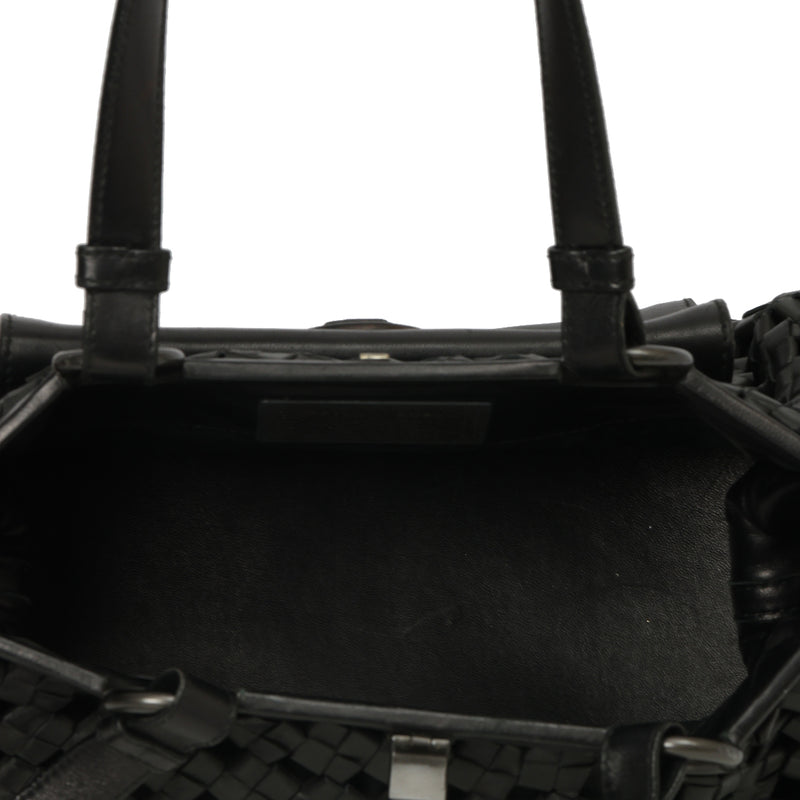 Intrecciato Leather Frame Satchel One Size