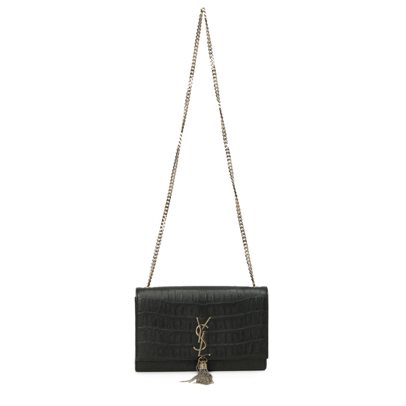 Kate Medium Tassel In Crocodile-Embossed Leather