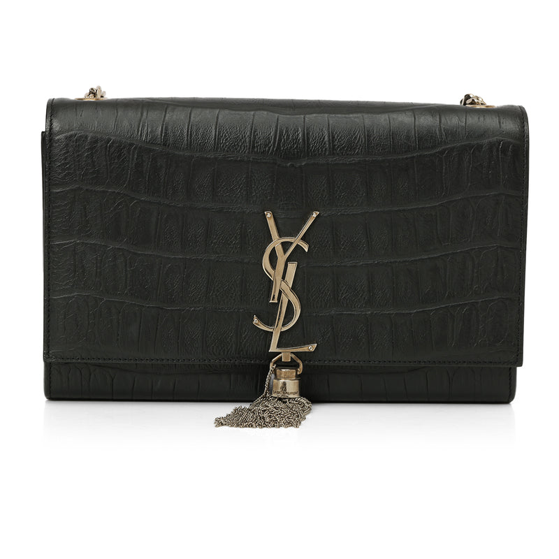 Kate Medium Tassel In Crocodile-Embossed Leather