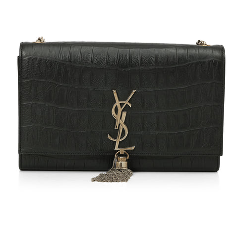 Kate Medium Tassel In Crocodile-Embossed Leather