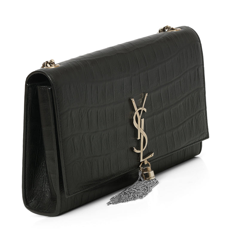 Kate Medium Tassel In Crocodile-Embossed Leather
