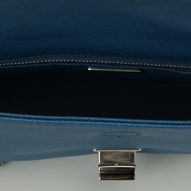Baguette Bijoux Blue Saffiano Leather Bag One Size