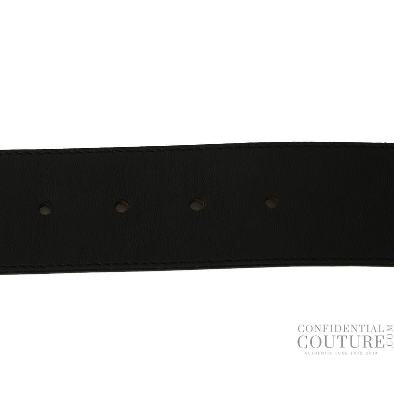 Women pre loved fendi black leather buckle belt 36