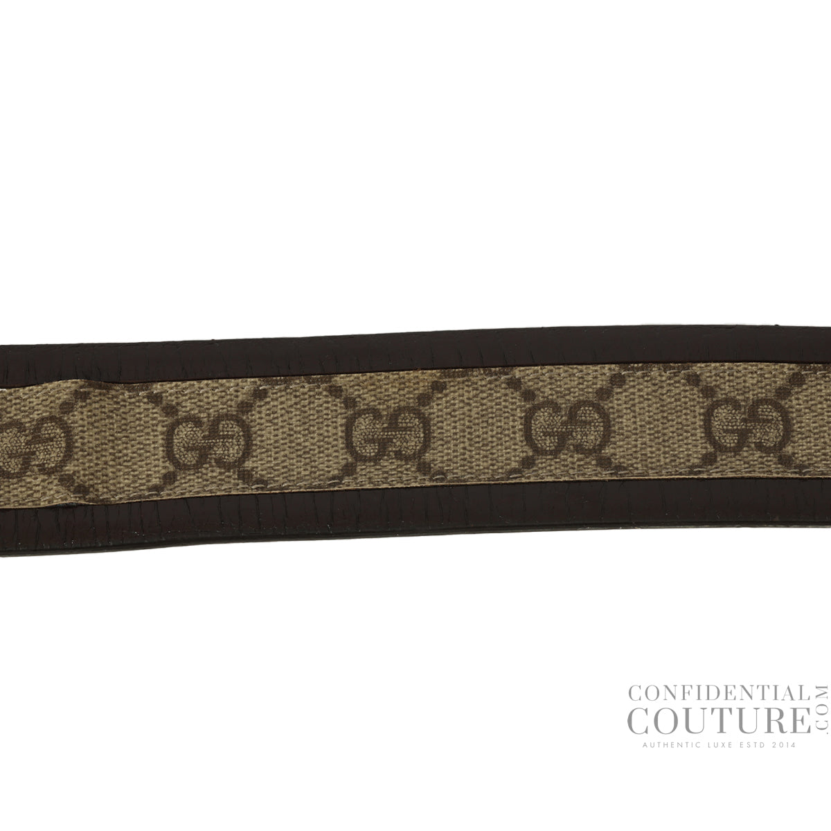 Brown/Beige GG Coated Canvas & Leather Belt- 36