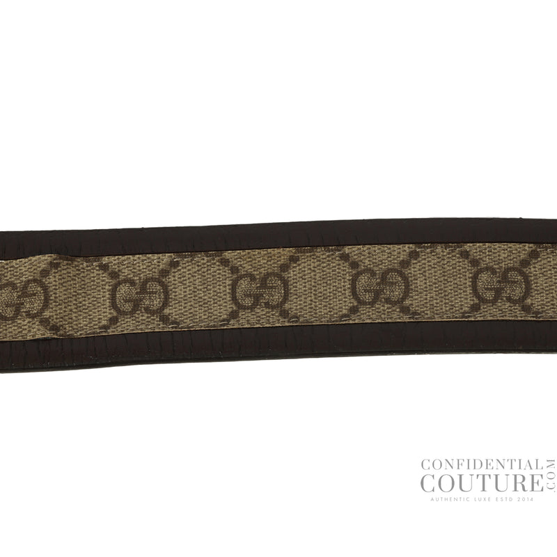 Brown/Beige GG Coated Canvas & Leather Belt- 36"