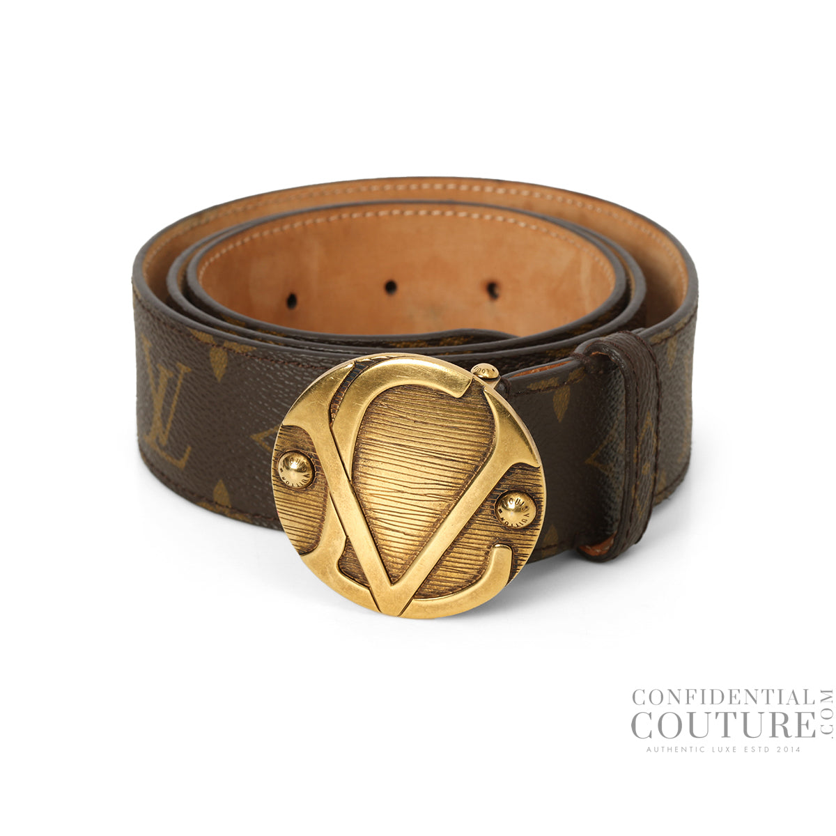 LV Monogram Round Buckle Belt- 36