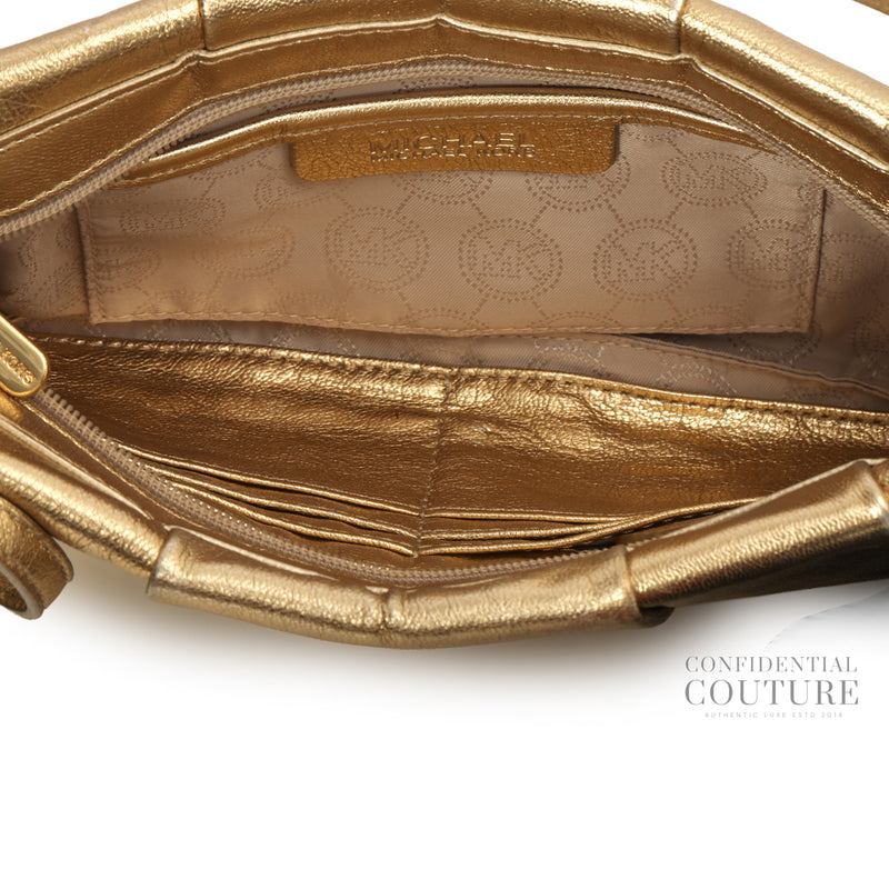 Metallic Pebbled Leather Wristlet