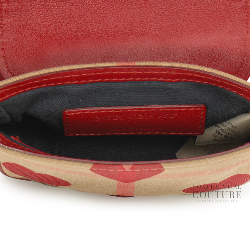 Calfskin Heart Print House Check Crossbody Bag