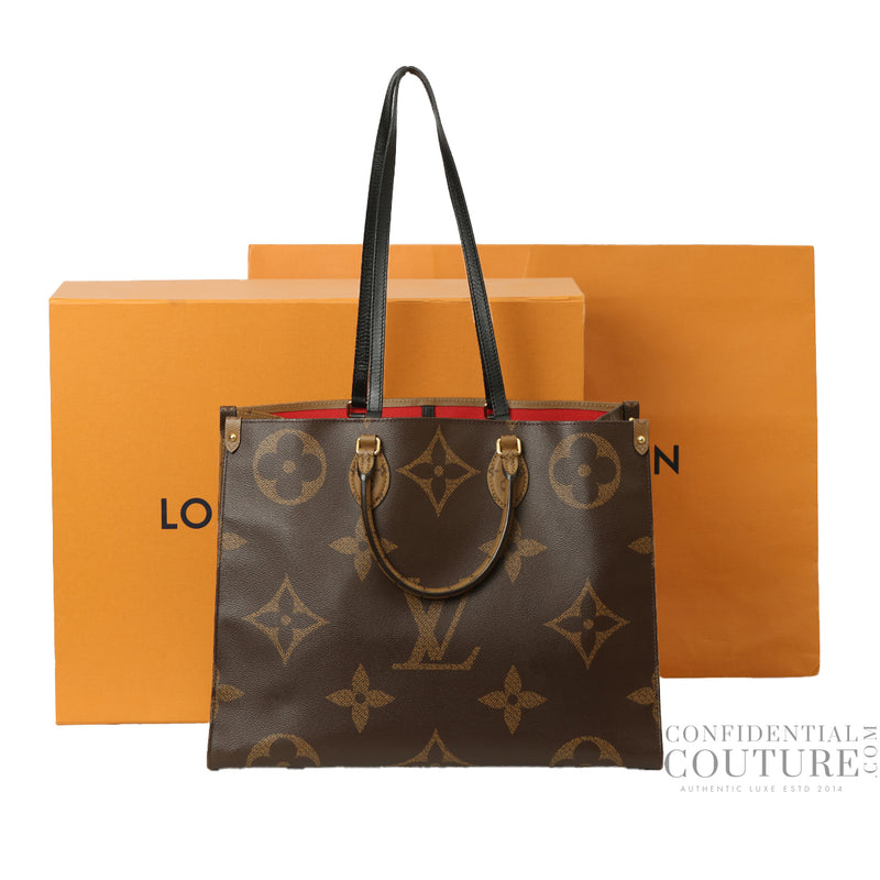 Louis vuitton on the go gm monogram reverse canvas tote bag price