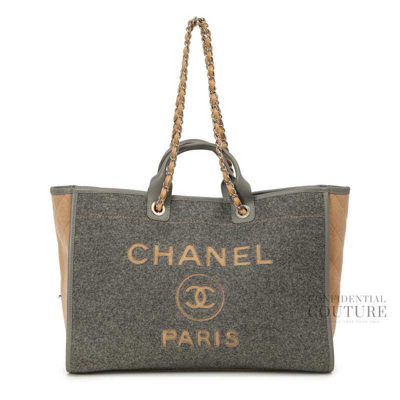Grey and Beige Large Deauville Tote