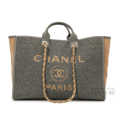 Grey and Beige Large Deauville Tote