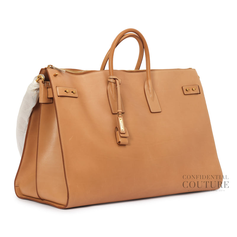 Beige Sac de Jour Duffle 48h leather weekend Bag
