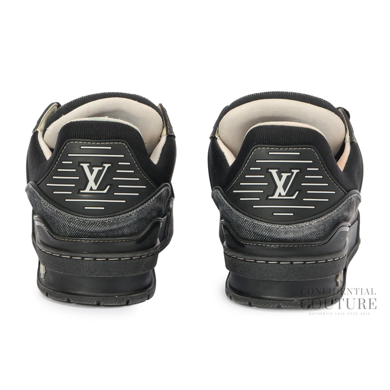 Black Denim LV Trainer Sneakers | UK 6.5