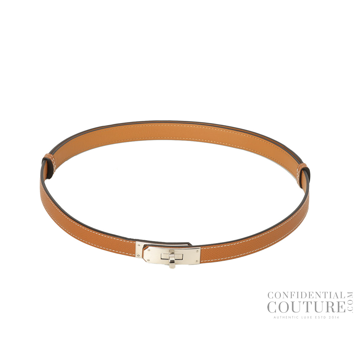 Kelly 18 Veau Epsom Leather Gold Belt With Silver Hardware