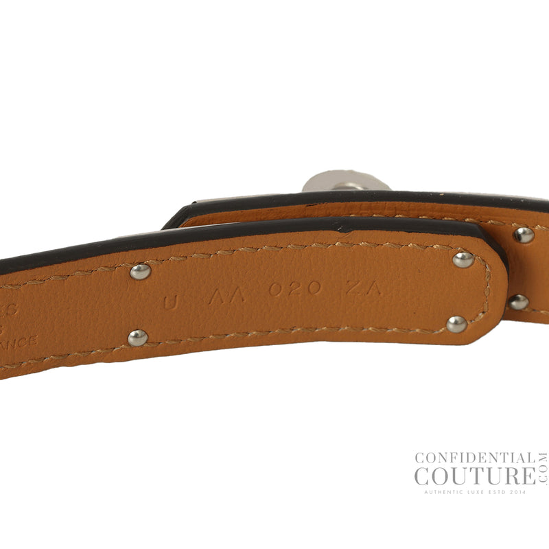 Pre-loved Hermes Kelly 18 Veau Epsom Leather Gold Belt With Silver Hardware