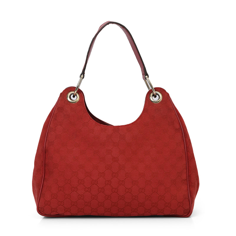 Pre-loved Gucci Red GG Guccisima Hobo Bag