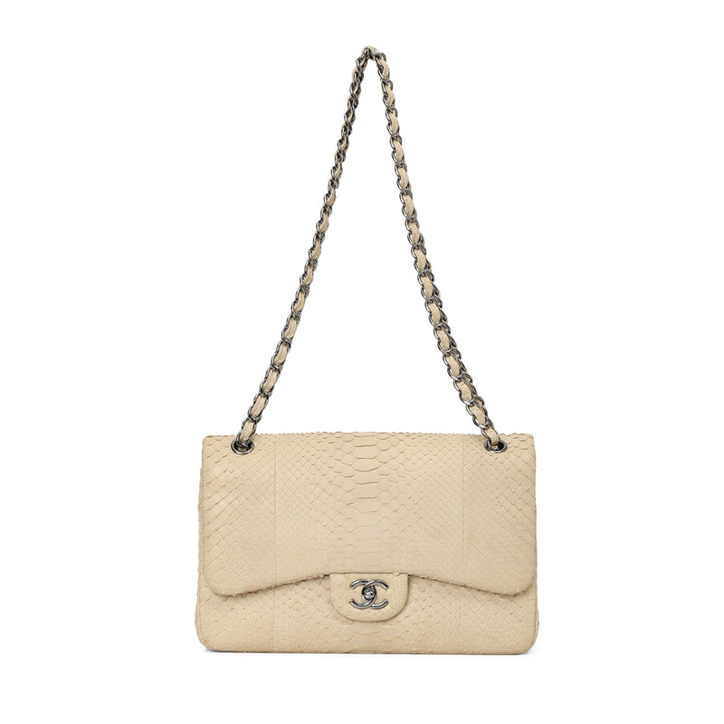 Women chanel ivory python jumbo classic double flap bag price