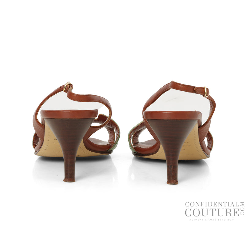 Pre-loved Hermes Green/Brown Joy 70 Sandals EU 38.5 | US 8 | UK 5-5.5