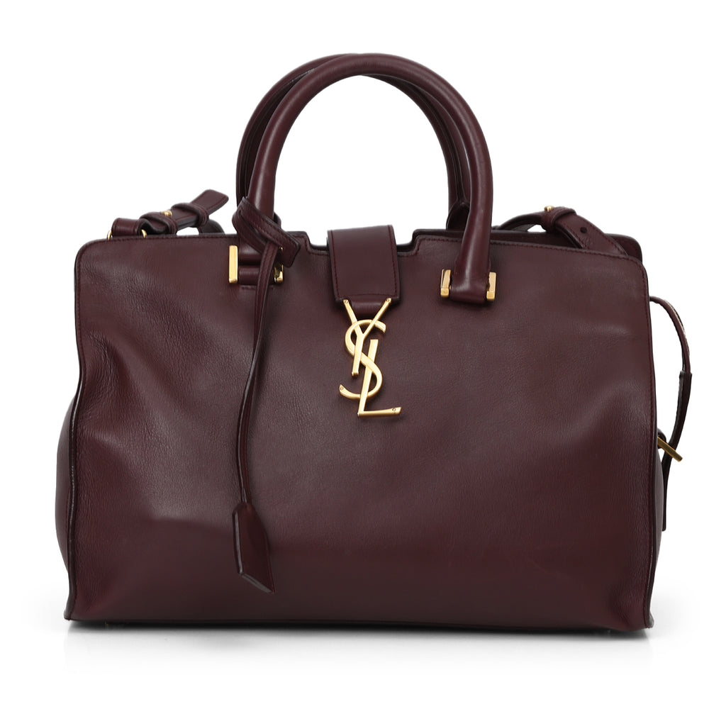 SHOP PRELOVED Saint Laurent Wine Signature Monogram Cabas Small
