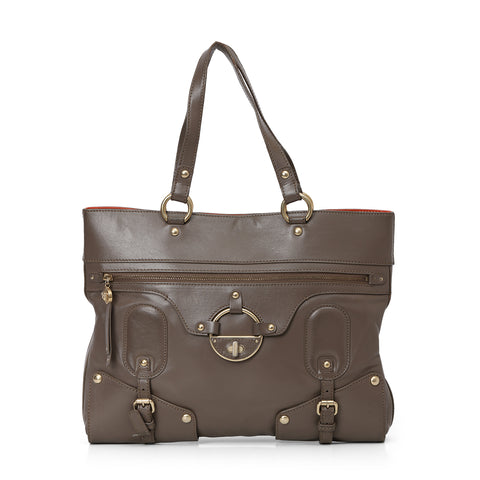 Grey Naomi Leather Satchel One Size
