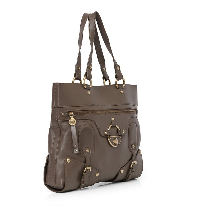 Women Versace Grey Naomi Leather Satchel One Size
